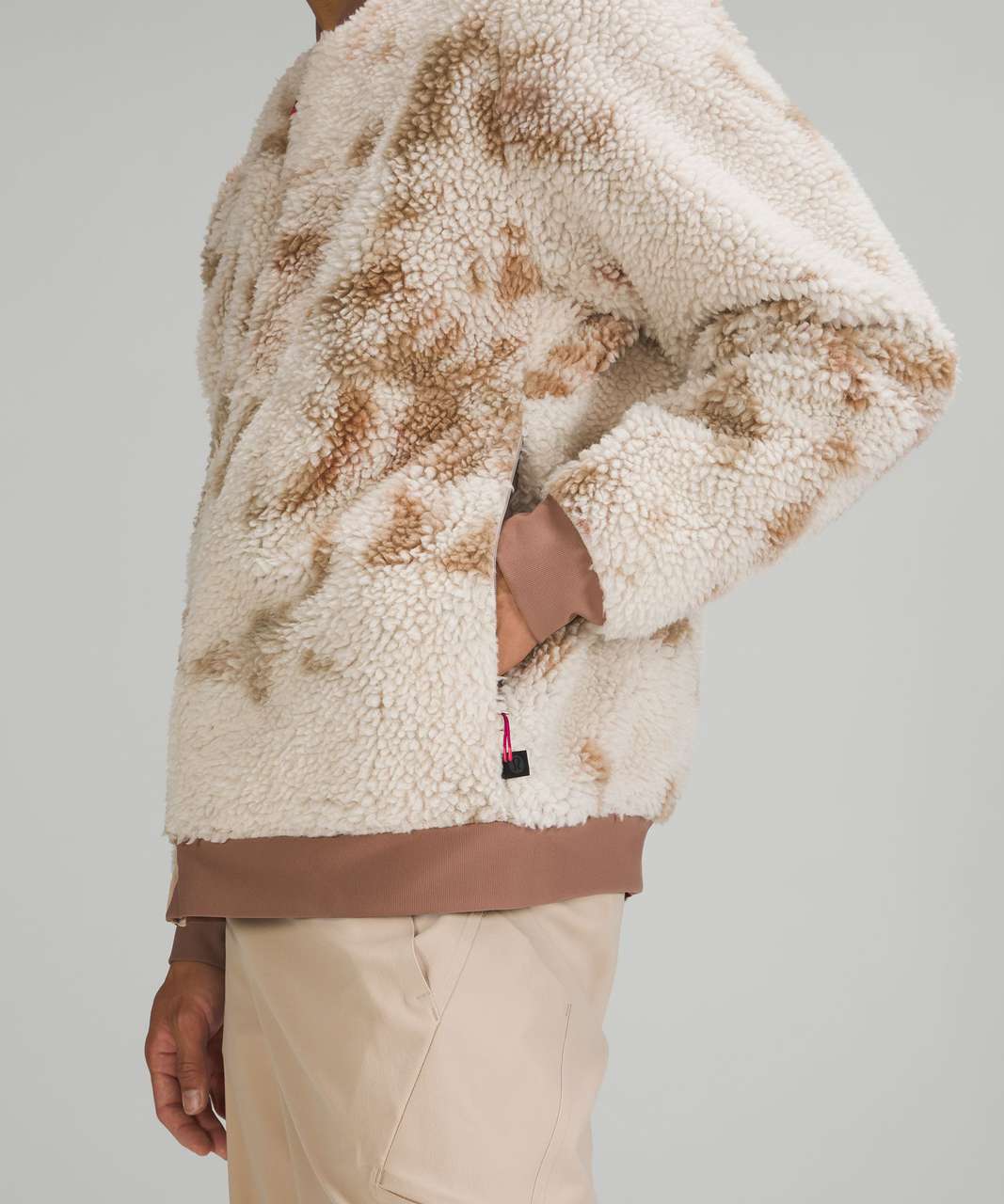 Lululemon lab Textured Fleece Bomber Jacket - Diamond Dye Light Ivory Dusty  Bronze - lulu fanatics