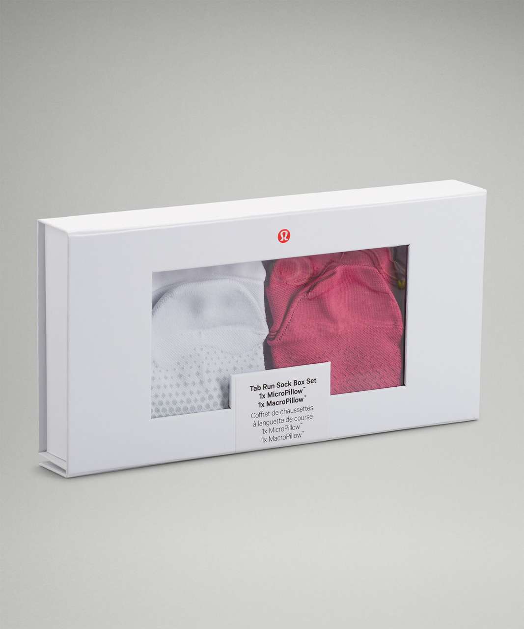 Lululemon MacroPillow and MicroPillow Tab Run Sock Box Set *Medium and Light Cushioning - Pink Lychee / White