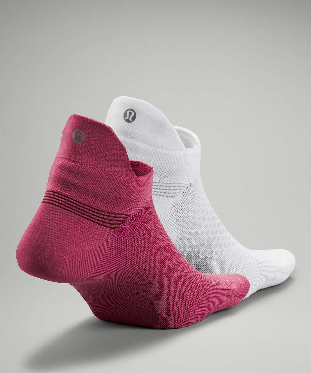 Lululemon MacroPillow and MicroPillow Tab Run Sock Box Set *Medium and Light Cushioning - Pink Lychee / White