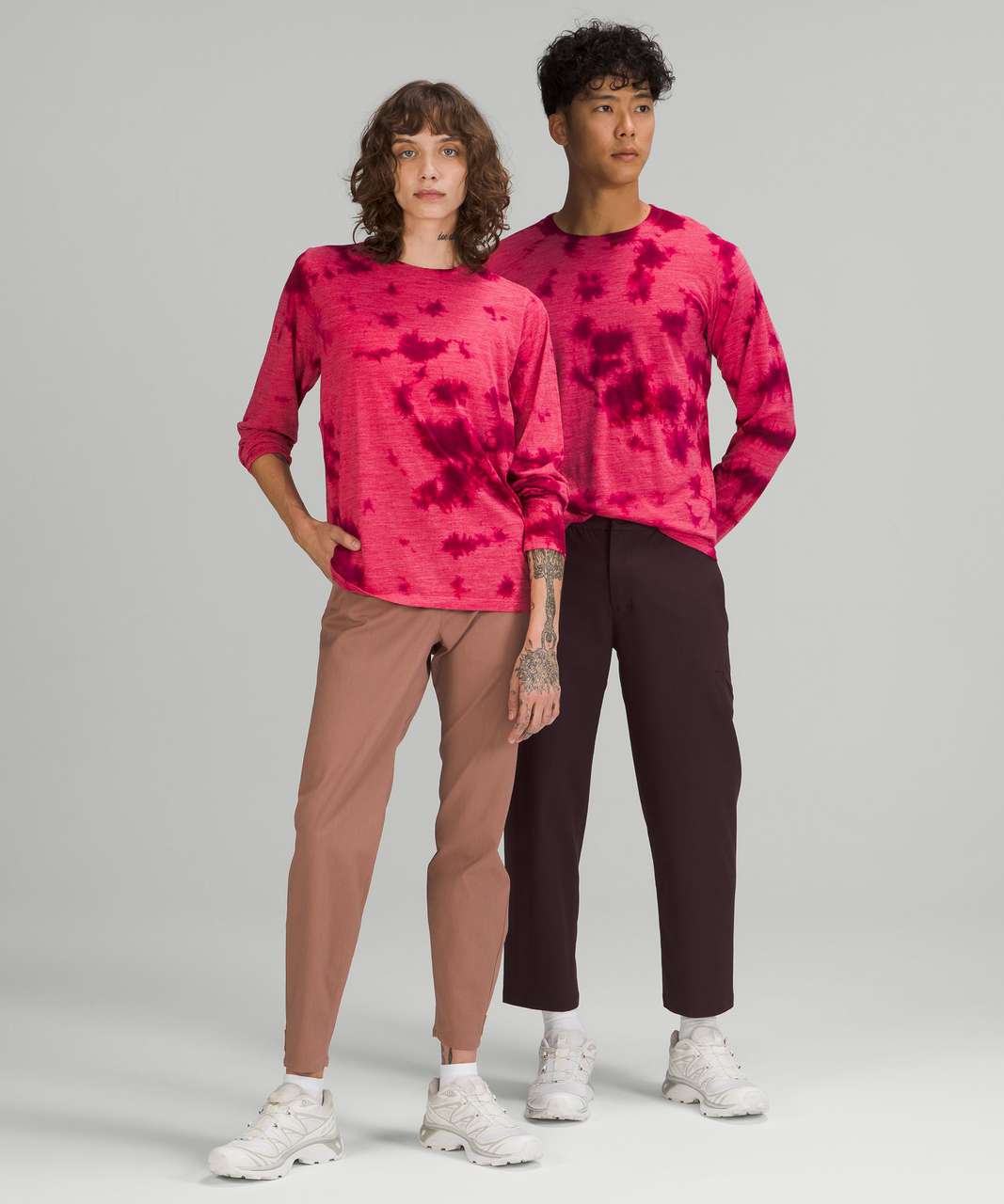 Lululemon lab Wool-Blend Tie Dye Long Sleeve Shirt - Mimic Tie Dye Pink Dragonfruit Wild Berry