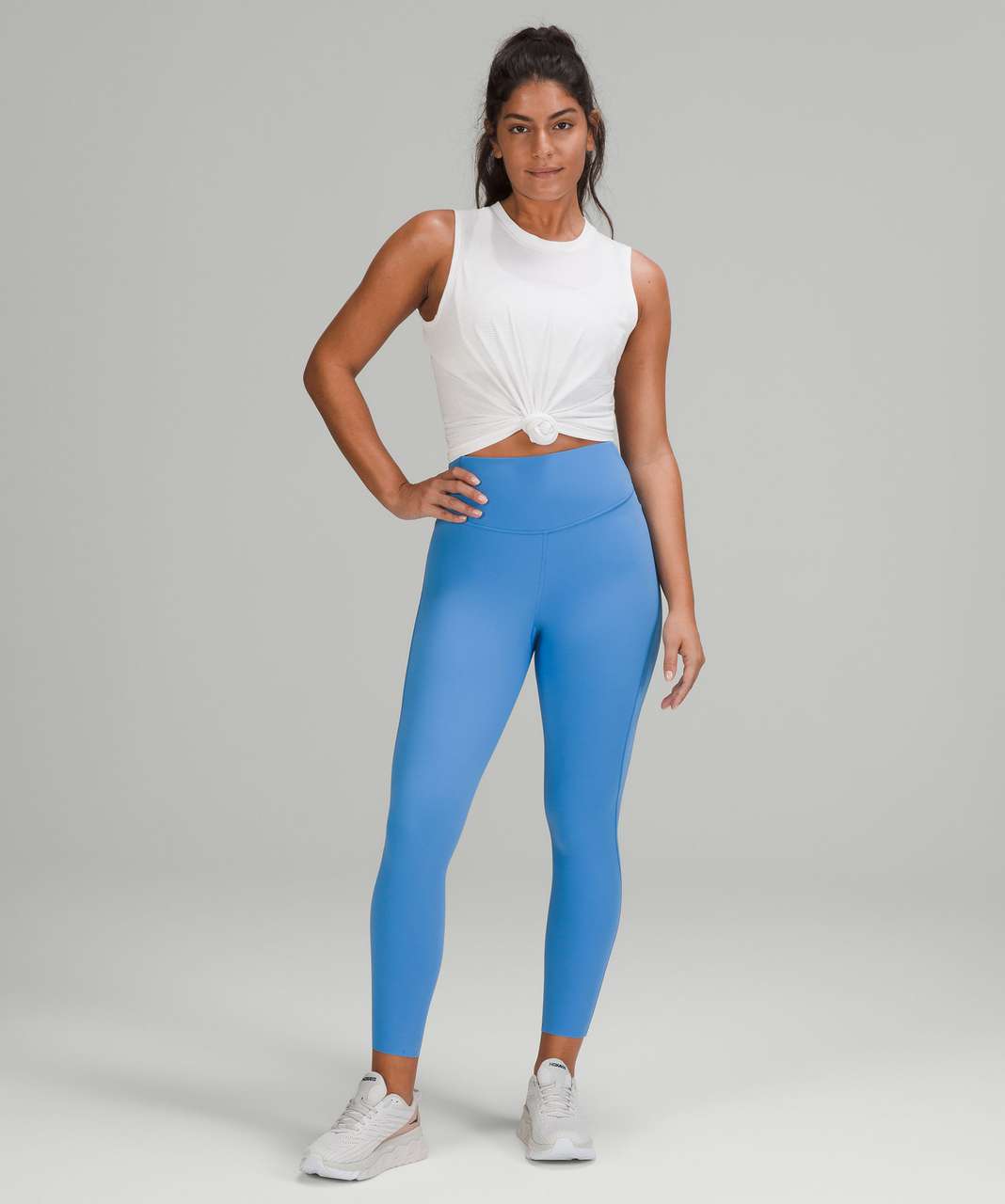 Lululemon Womens Run Pace Crop Leggings 6 Blue - Depop