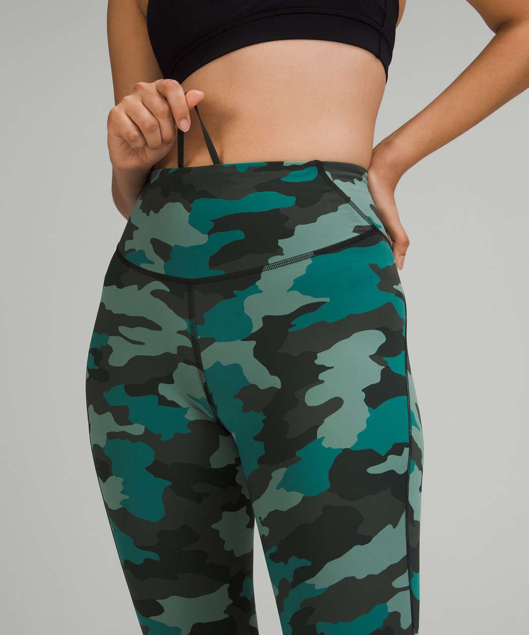 Lululemon Heritage 365 Camo Tidewater Teal Multi Base Pace HR Crop 23”  Nulux 4