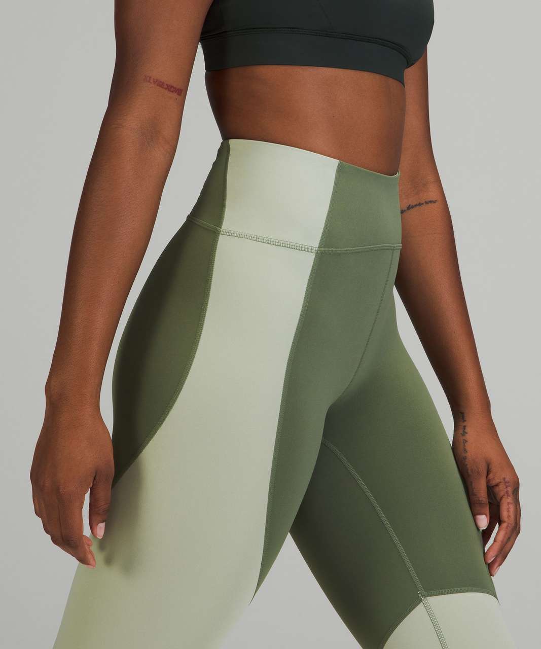 Lululemon Nulu Colour Block High-rise Crop 23 In Green Twill