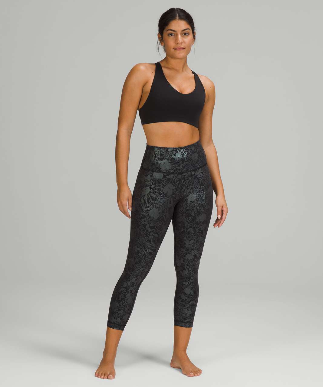 Lululemon Wunder Under High-Rise Crop 23" *Shine - Logo Flourish Black Iridescent Foil