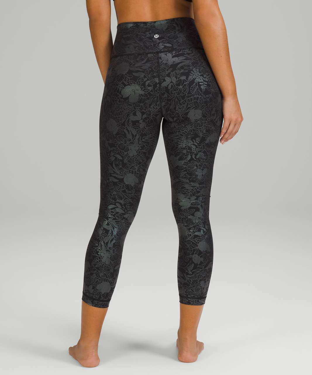 Lululemon Speed Wunder Mid Rise Crop 23 *Speckle Shine - Black / Deep Coal  / Silver - lulu fanatics