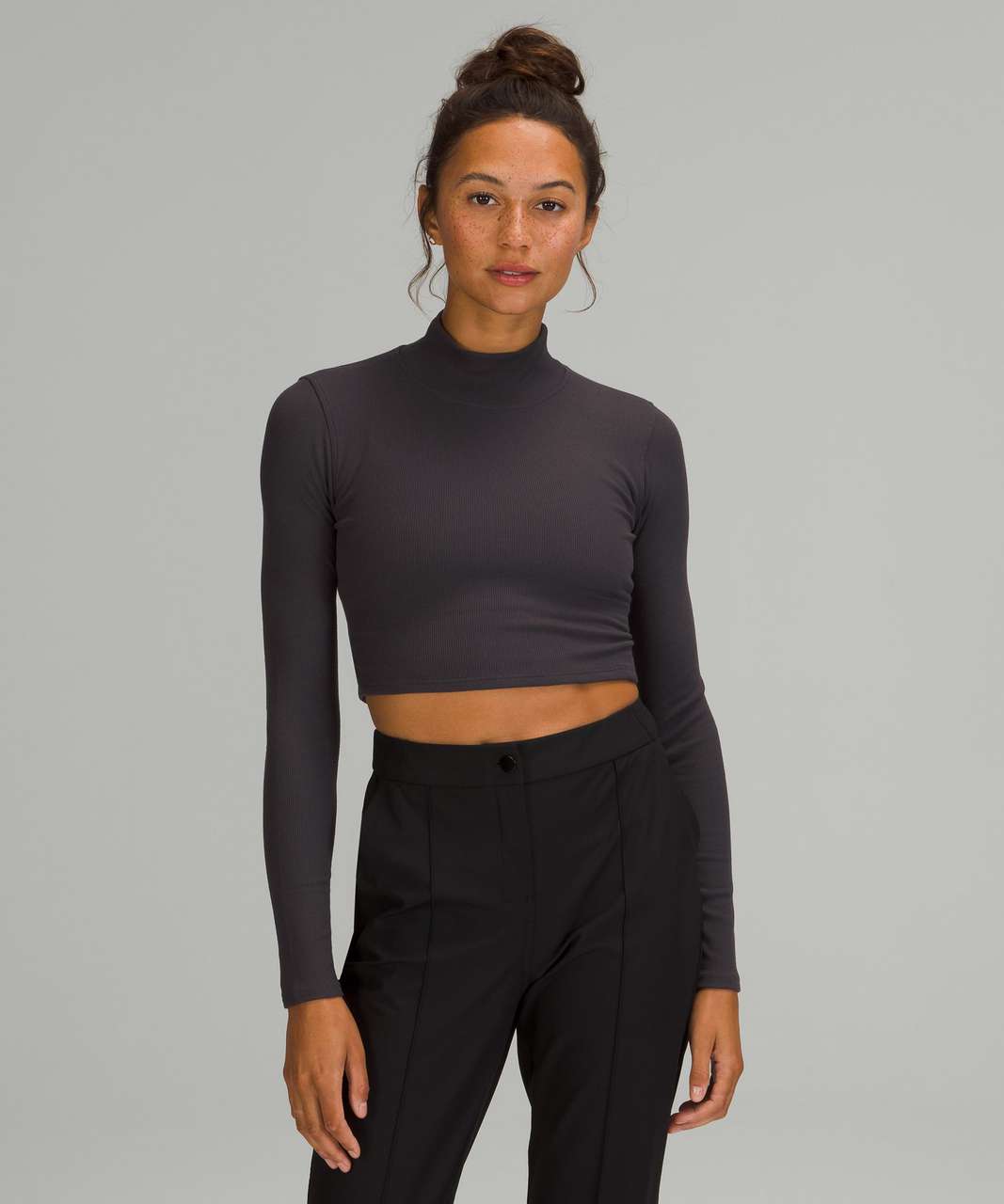 Lululemon LA Open Back Mock Neck Long Sleeve - Black Granite