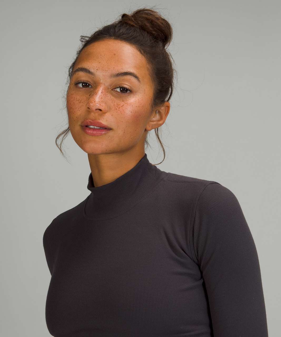 Lululemon LA Open Back Mock Neck Long Sleeve - Black Granite