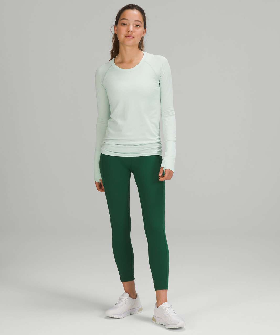 Lululemon Women Distorted Static Delicate Mint White Swiftly Tech LS 2.0  Shirt 8