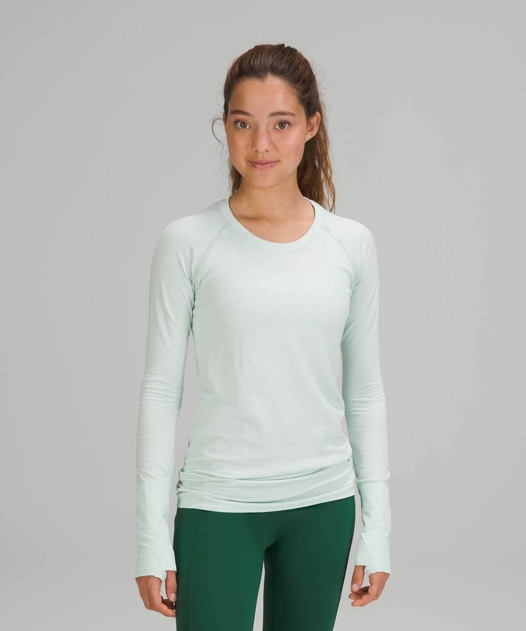 Lululemon Women Distorted Static Delicate Mint White Swiftly Tech LS 2.0  Shirt 8