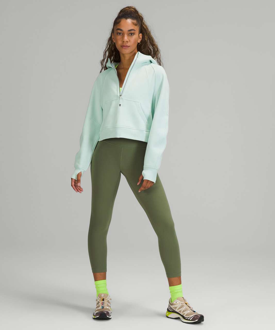 Heathered Delicate Mint Scuba Funnel Neck Half Zip & Delicate Mint