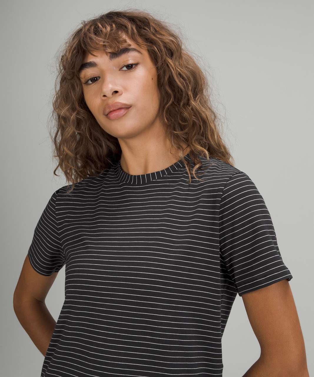 black and white striped lululemon shirt