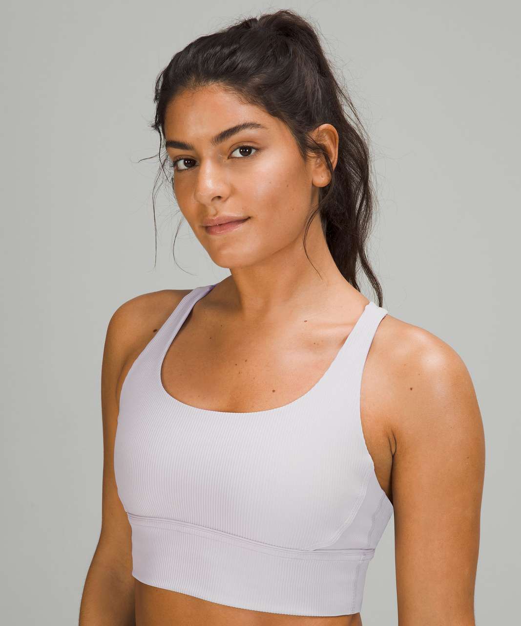 Lululemon Energy Longline Bra Ribbed Luxtreme *Medium Support, B–D Cups - Chrome