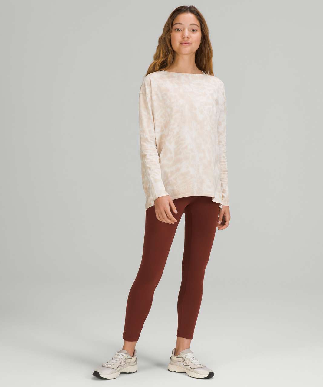 Lululemon Back in Action Long Sleeve Shirt - Marmoleado Tie Dye White Opal  Cafe Au Lait - lulu fanatics