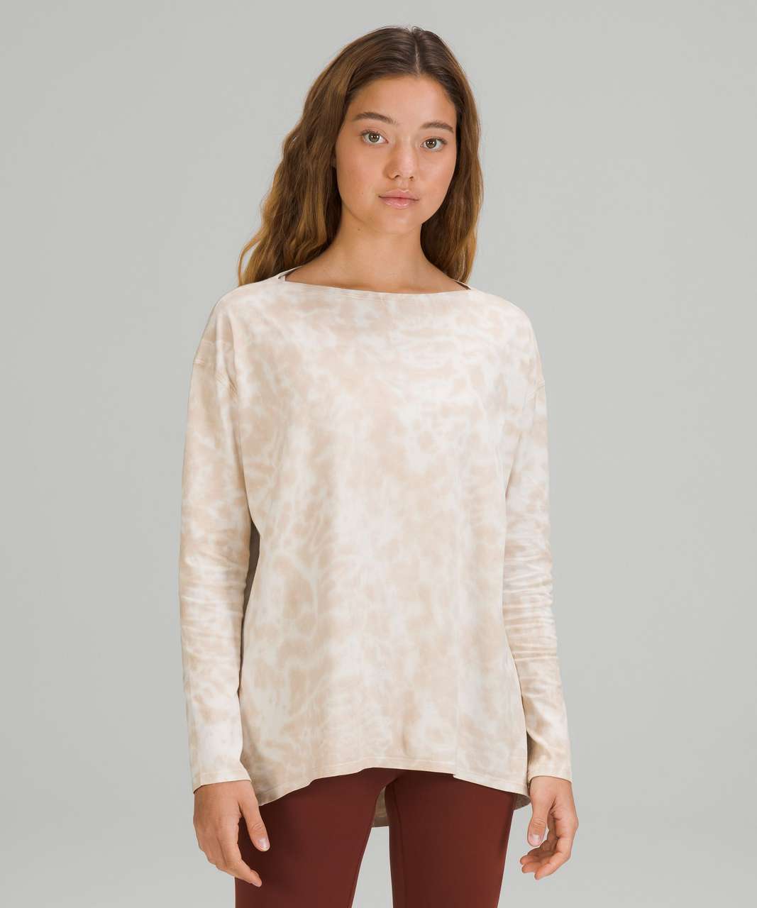 Lululemon Back in Action Long Sleeve Shirt - Marmoleado Tie Dye White Opal Cafe Au Lait