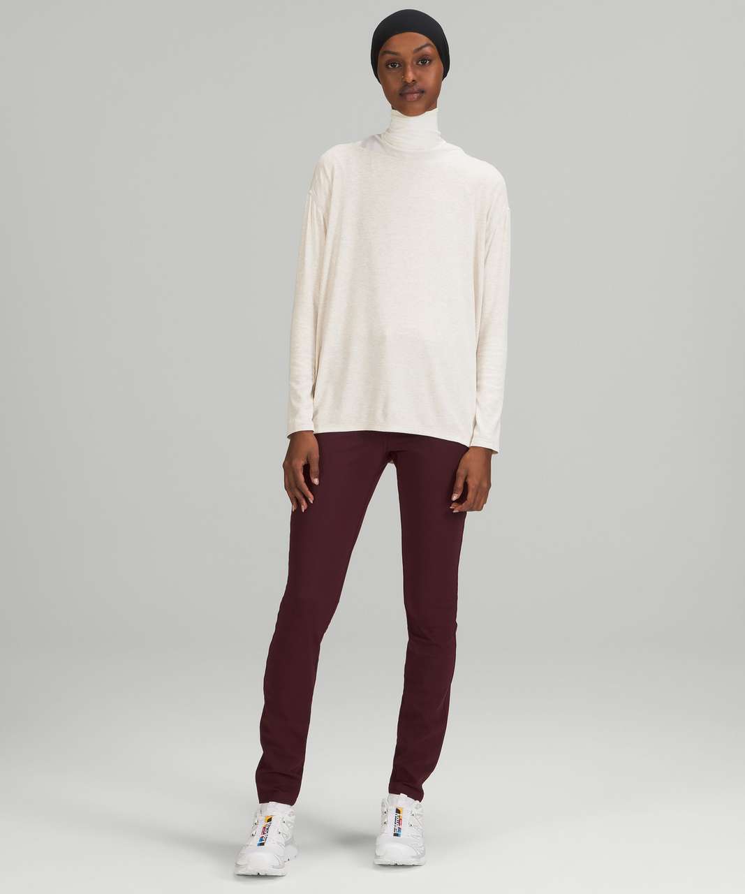 Lululemon Back in Action Ribbed Long Sleeve Shirt - Heathered White Opal