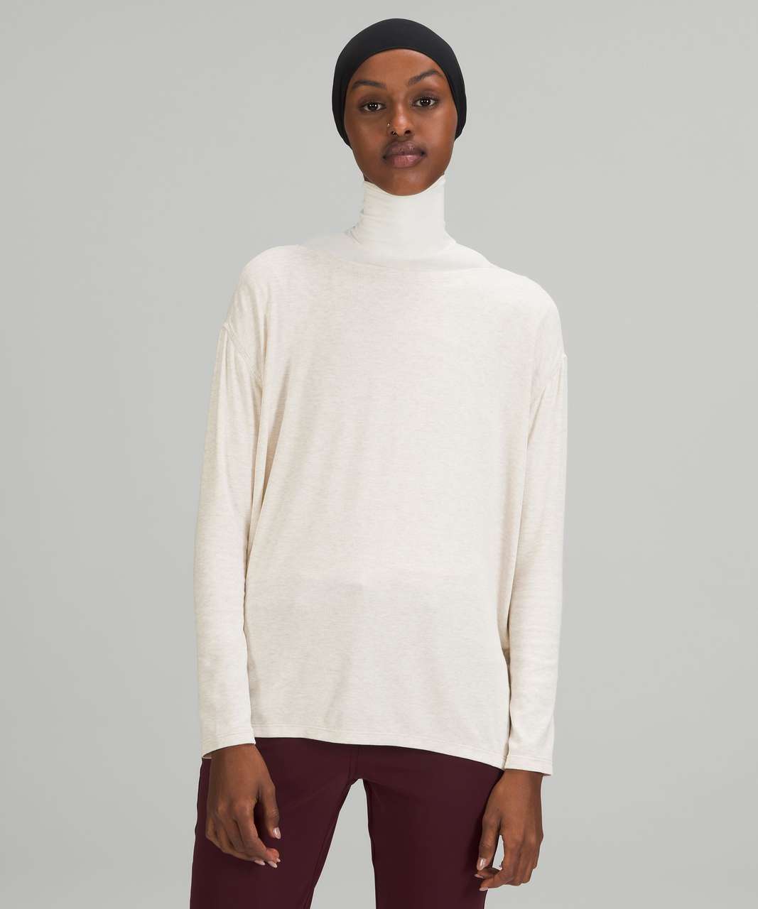 Lululemon Back in Action Ribbed Long Sleeve Shirt - Heathered White Opal