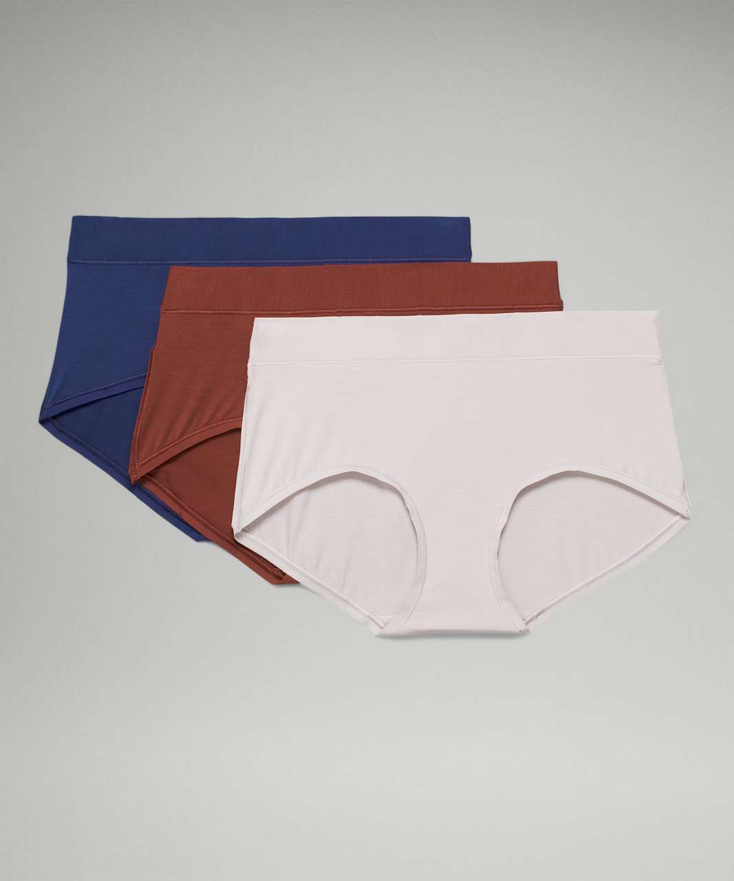 Lululemon UnderEase Mid-Rise Boyshort Underwear 3 Pack - Night Sea / Chrome / Date Brown