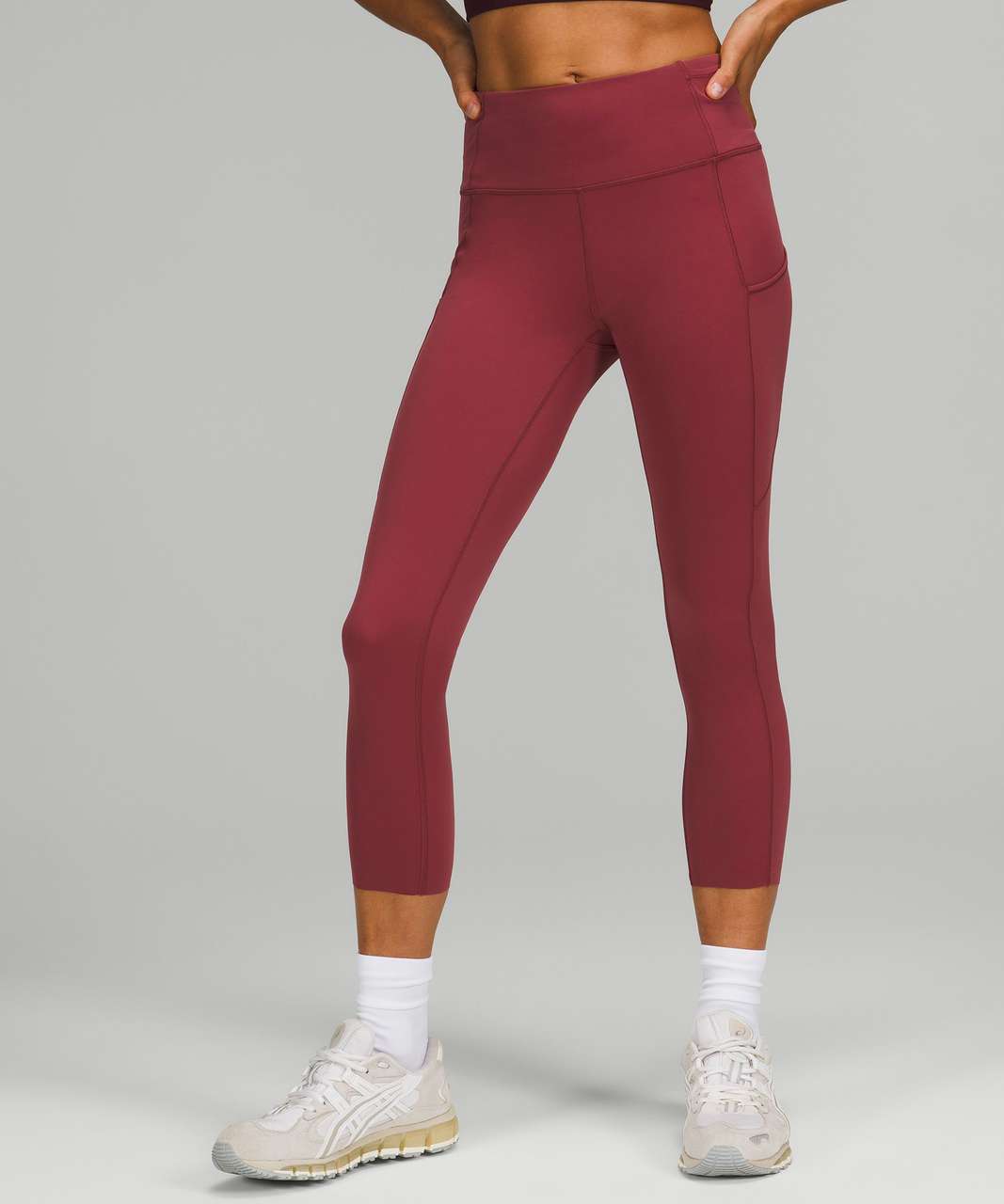 Lululemon Fast and Free High-Rise Crop 23 *Brushed Nulux - Mulled Wine - lulu  fanatics