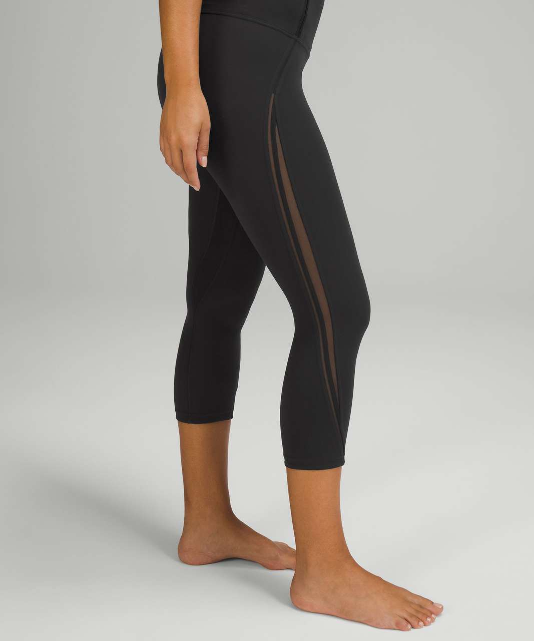 Lululemon Nulu Mesh Panels High-Rise Crop 21 - Black - lulu fanatics