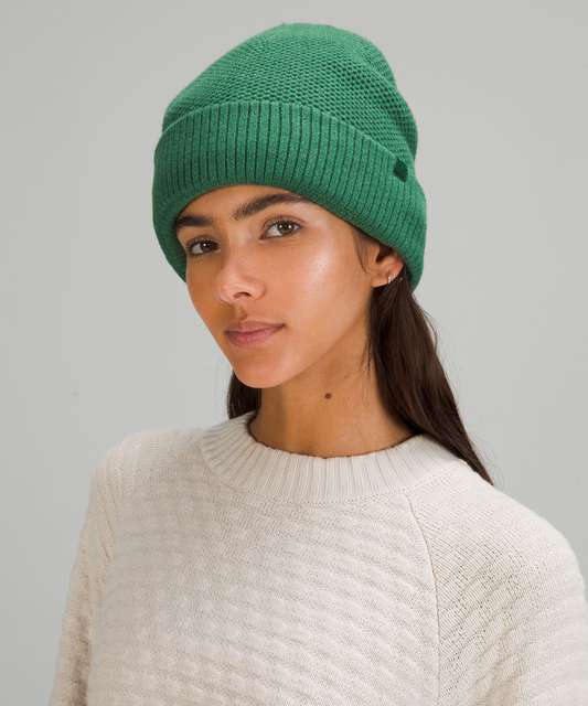 Lululemon Bubble Knit Pom Beanie - Heathered Raw Linen - lulu fanatics