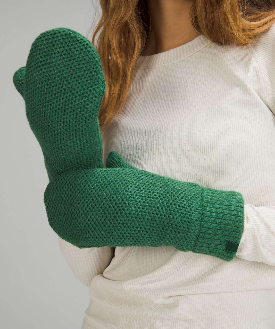 Lululemon Fleece-Lined Knit Mittens - Heathered Everglade Green