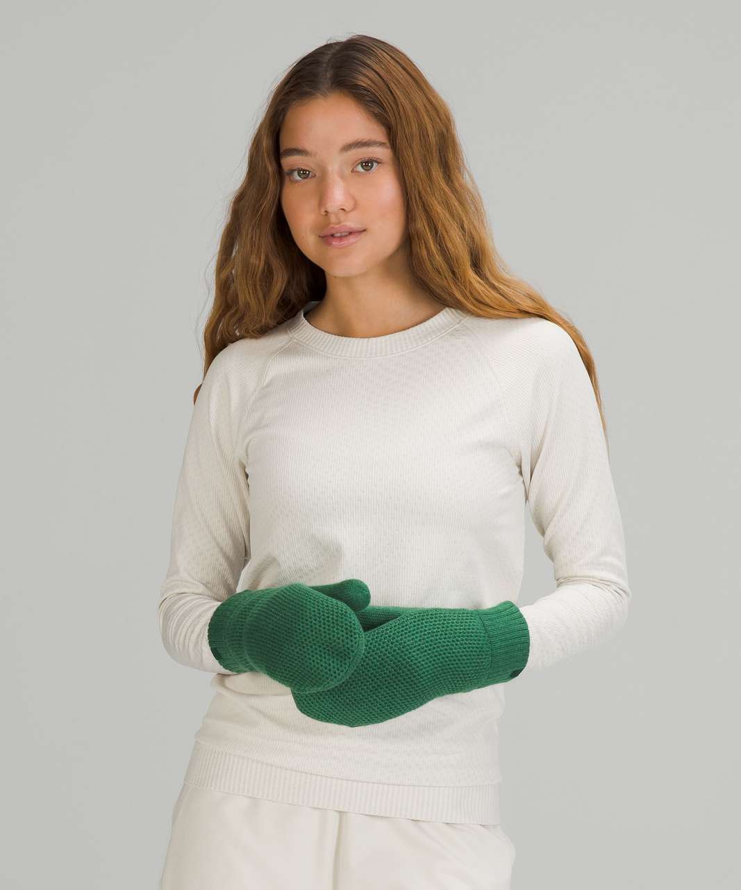 Women's Textured Fleece-Lined Knit Mittens