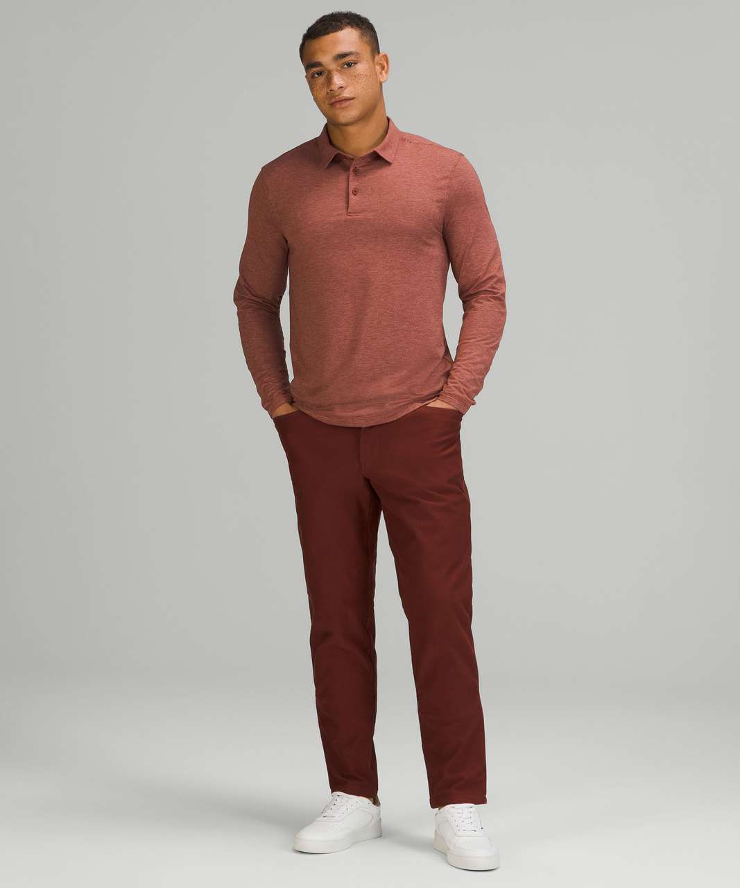 Lululemon Evolution Long Sleeve Polo Shirt - Heathered Date Brown