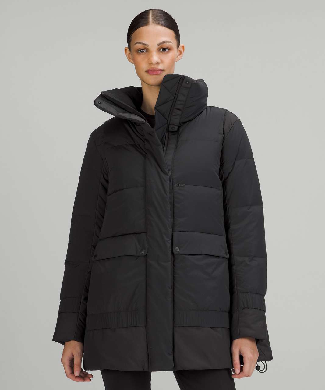 Lululemon Belted Long Insulated Jacket - Black - lulu fanatics