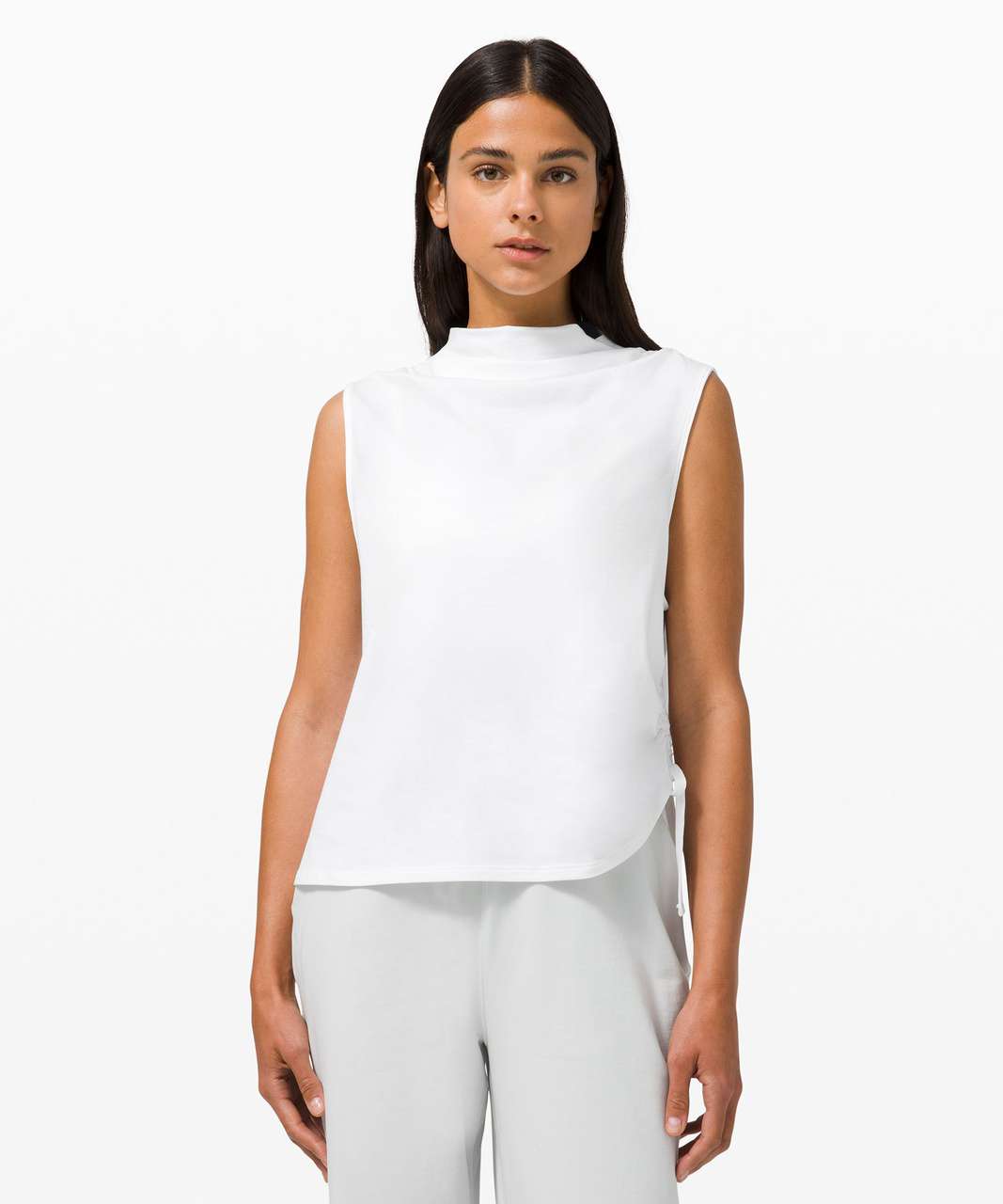 Lululemon LA Side Cinch Mock Neck Tank - White - lulu fanatics