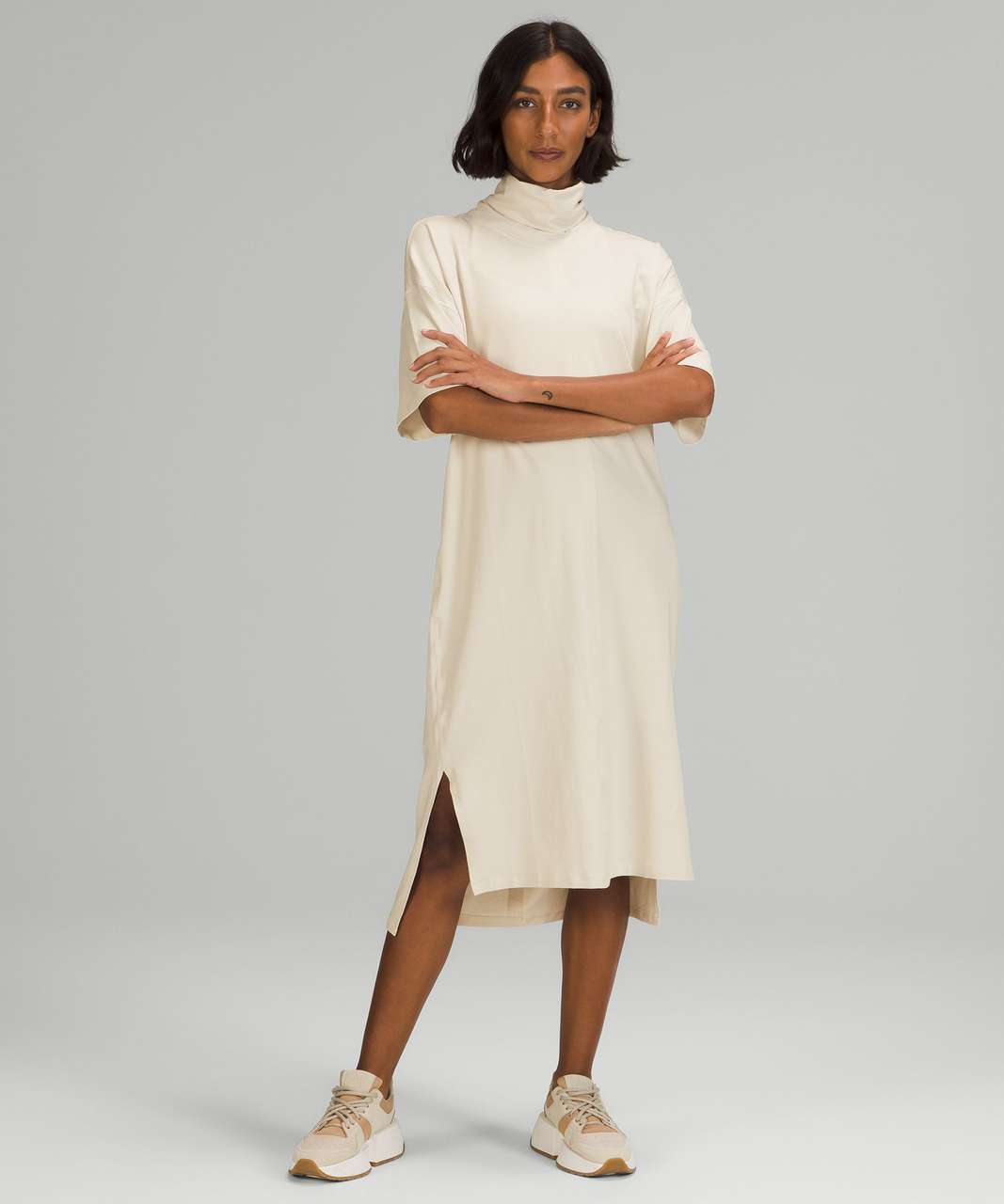 Lululemon LA Funnel Neck T-Shirt Dress - White Opal