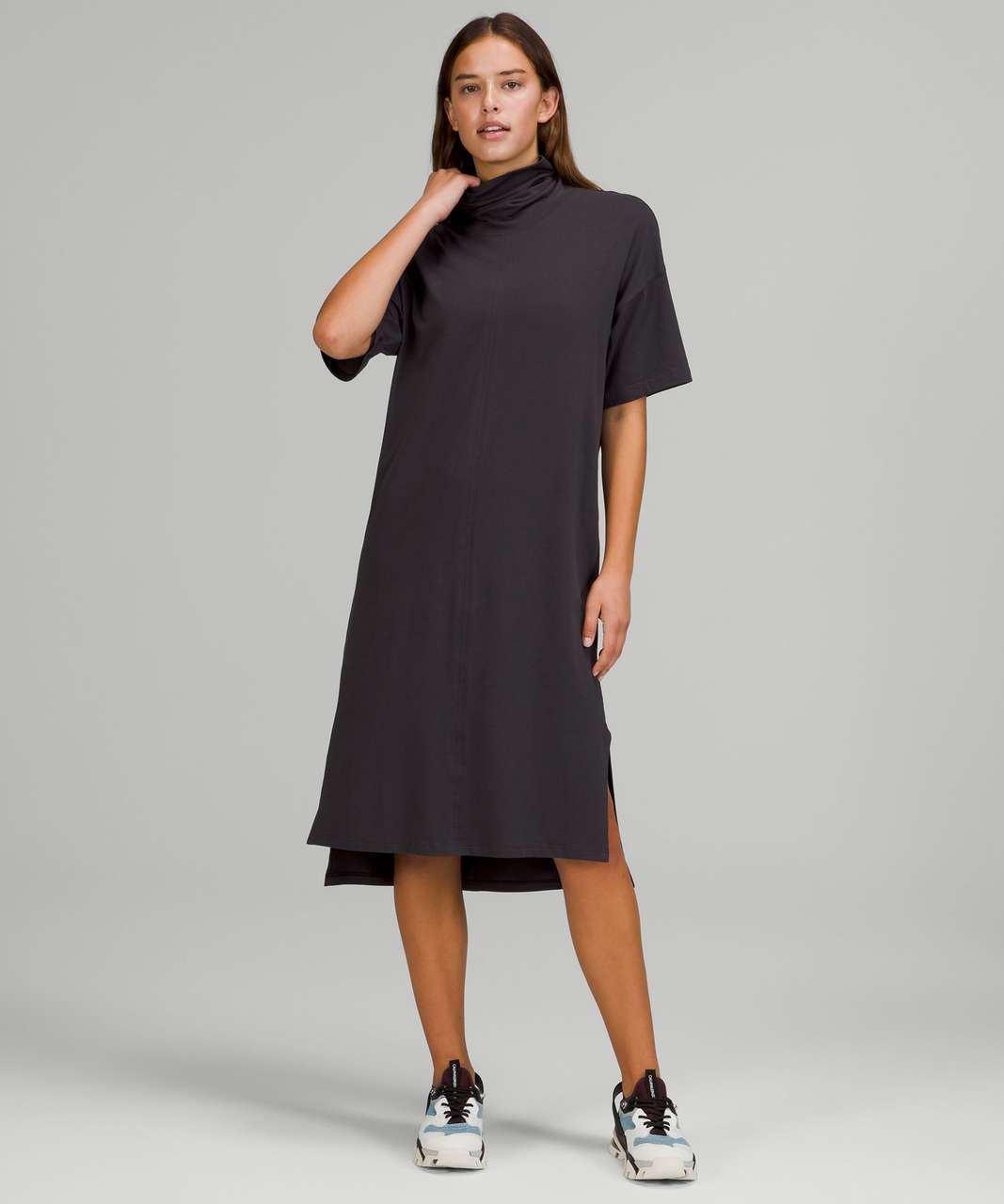 Lululemon LA Funnel Neck T-Shirt Dress - Black Granite