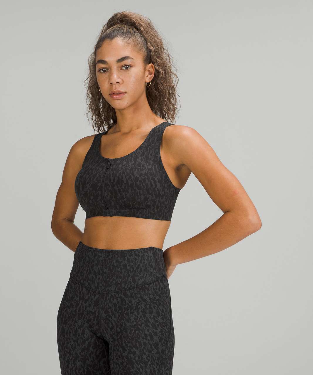 Lululemon Enlite Front-Zip Bra *High Support, A–DDD(E) Cups - Leopard Camo  Deep Coal Multi - lulu fanatics