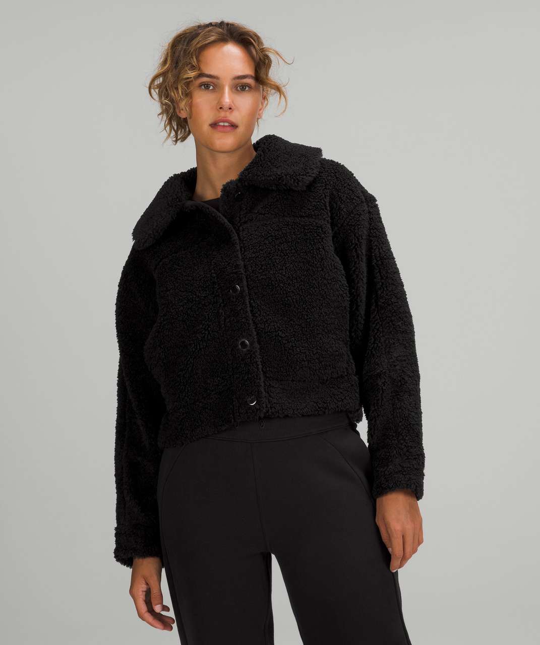 Lululemon Textured Fleece 1/2 Zip - Black - lulu fanatics