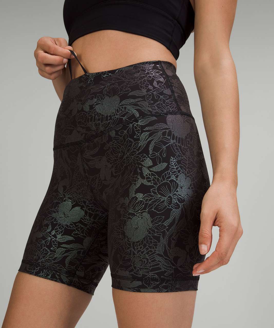 Lululemon Wunder Train High-Rise Short 6 *Foil - Logo Flourish Black  Iridescent Foil - lulu fanatics