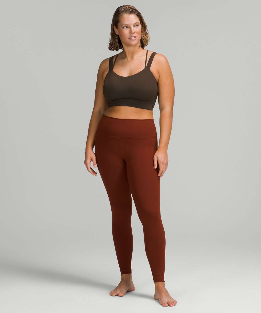 Lululemon like a cloud longline bra Sz 4 D/DD Roasted Brown