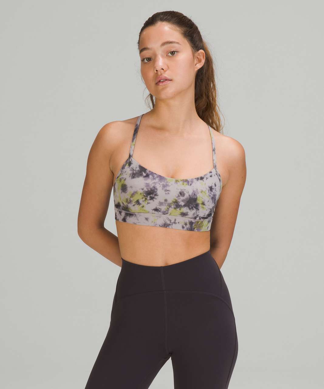 Lululemon Flow Y Nulu Bra *Light Support, A–C Cups - Radial Tie Dye Mauve Grey Multi