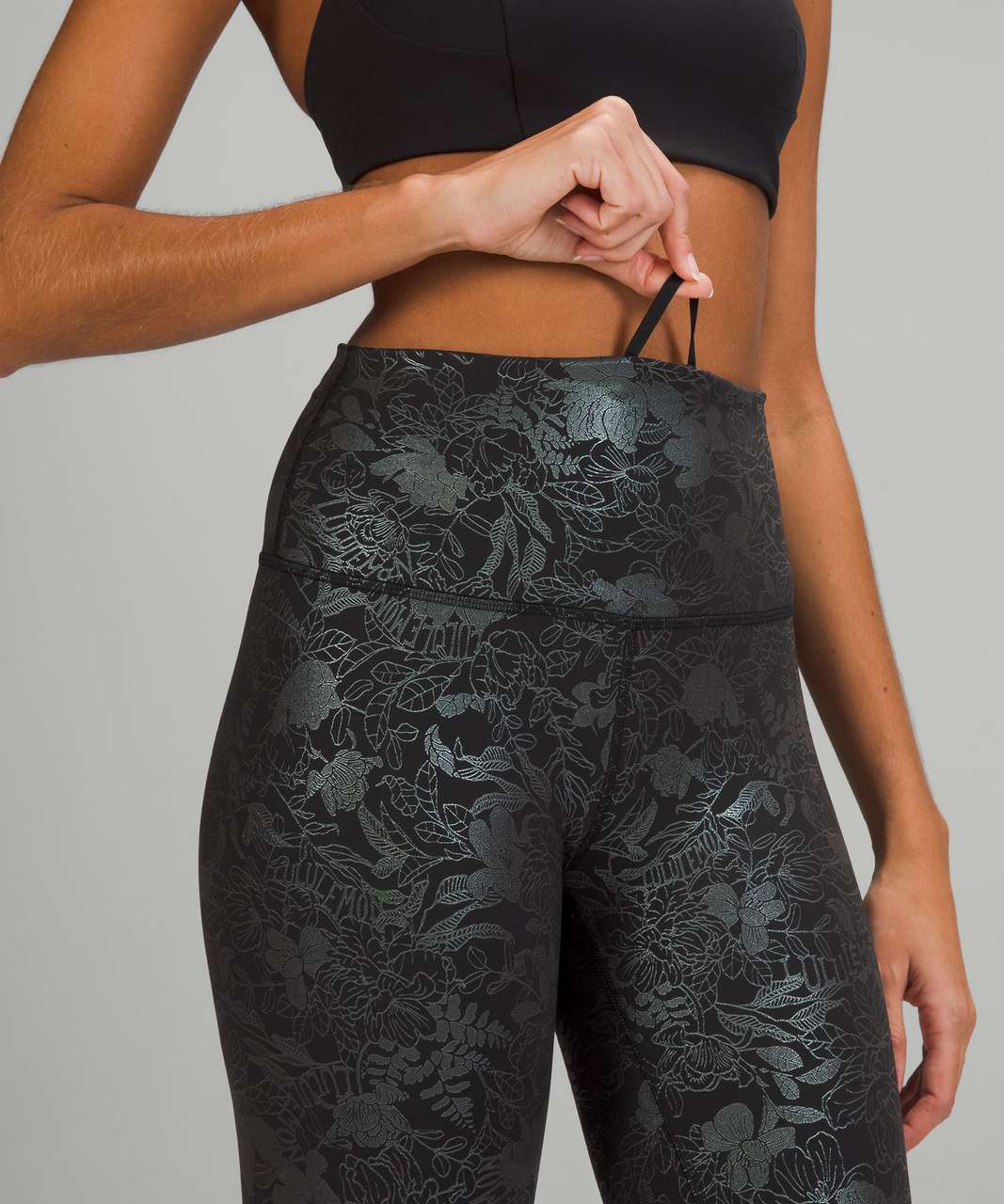 Lululemon Wunder Train High-Rise Tight 28" *Foil - Logo Flourish Black Iridescent Foil