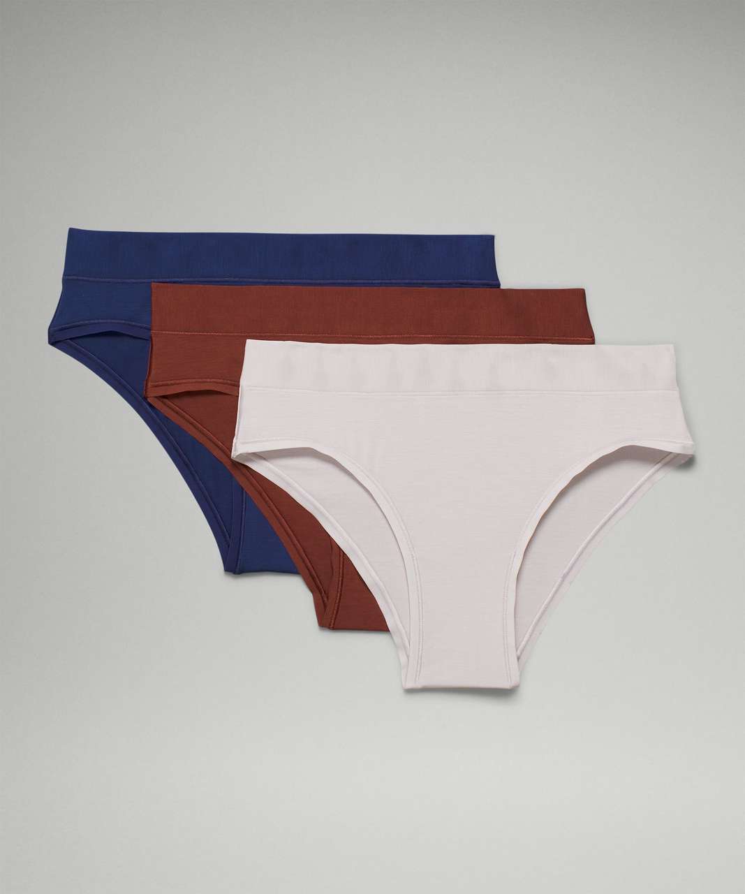 Lululemon UnderEase Mid-Rise Cheeky Bikini Underwear 3 Pack - Night Sea /  Chrome / Date Brown - lulu fanatics