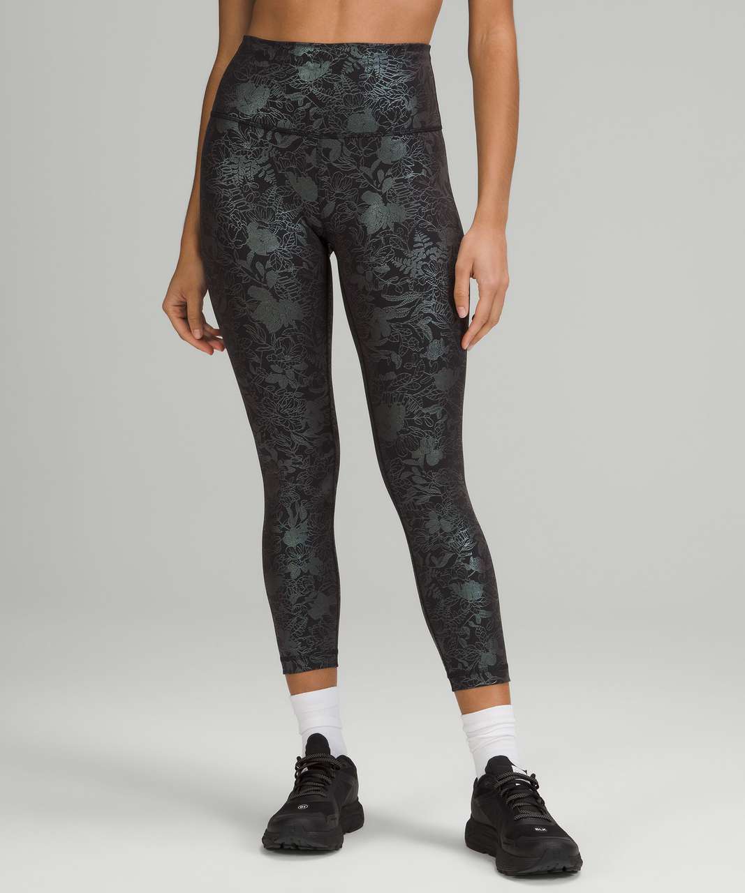 Lululemon Wunder Train High-Rise Crop 23" *Foil - Logo Flourish Black Iridescent Foil