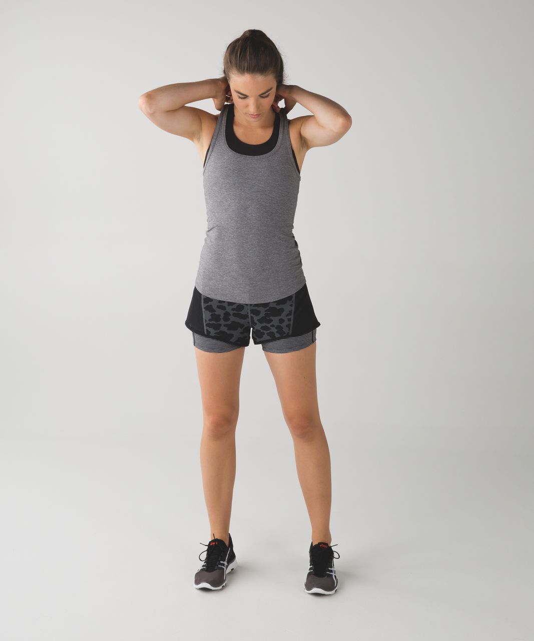 Lululemon Meshed up Short - Cherry Cheetah Dark Slate Black / Black / Mini Pop Stripe Heathered Slate Black