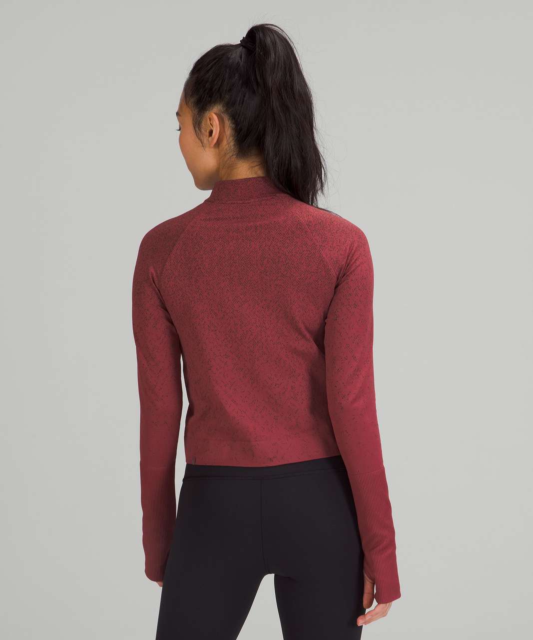 Lululemon Rest Less Cropped Half-Zip - Herringbone Fade Mulled Wine / French Press