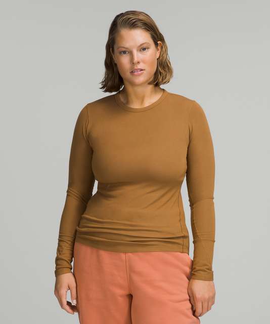 Lululemon Hold Tight Ribbed Long Sleeve Shirt - Copper Brown - lulu fanatics