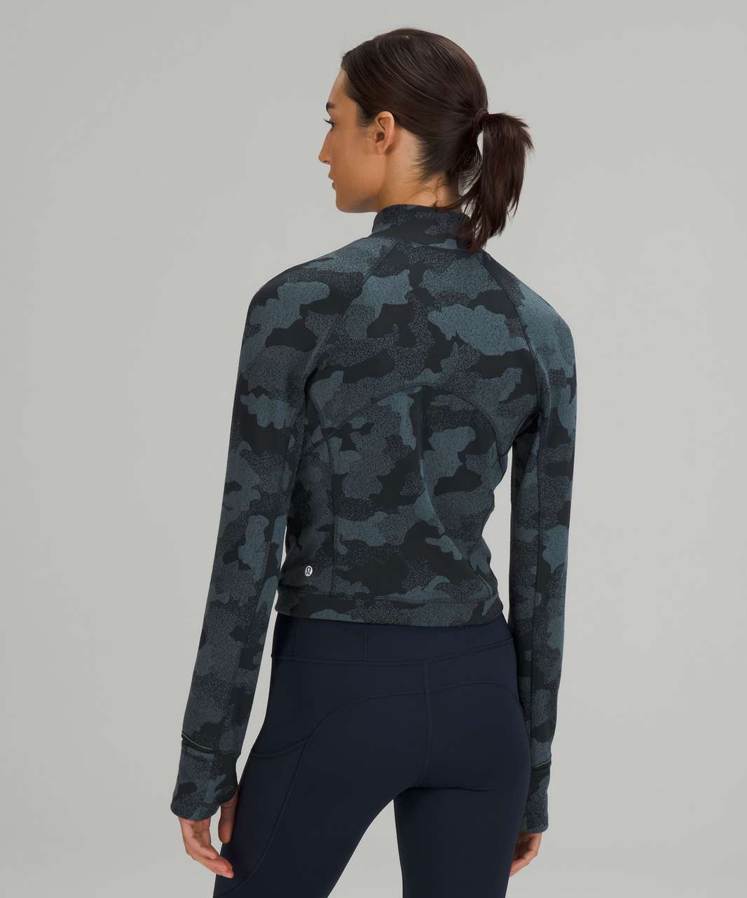 Lululemon Its Rulu Run Cropped Half-Zip - Heritage Speckle Camo Jacquard True Navy Iron Blue