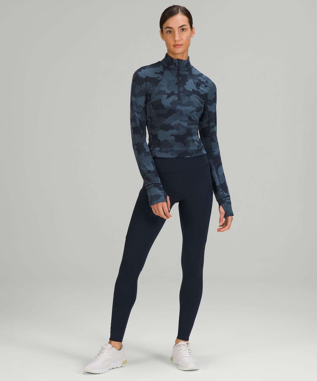 Lululemon Its Rulu Run Half Zip - Liquidize Camo Duo Jacquard Vapor Gull  Grey - lulu fanatics