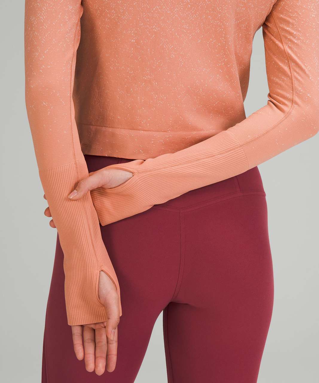 Lululemon Rest Less Cropped Half-Zip - Herringbone Fade Pink Savannah /  White - lulu fanatics