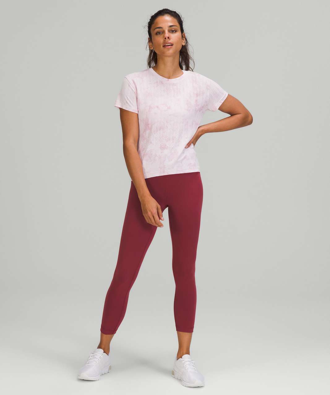 Lululemon Train to Be Short Sleeve Shirt - Rainstripe Sheer Cloud Wash Pink  Taupe - lulu fanatics