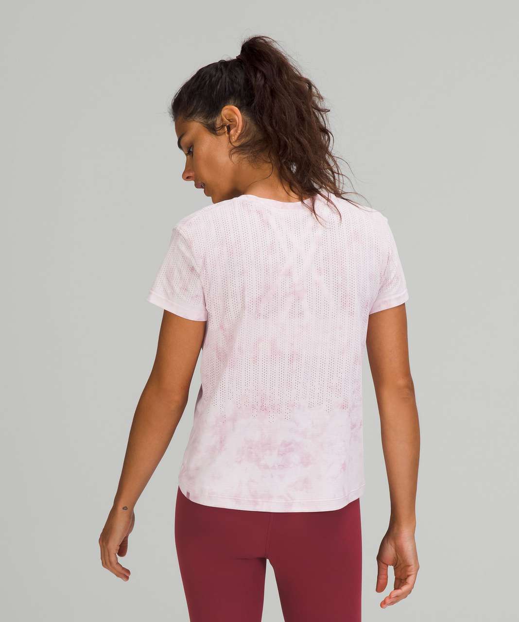 Lululemon Train to Be Short Sleeve Shirt - Rainstripe Sheer Cloud Wash Pink Taupe