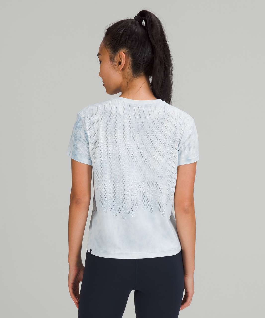 Lululemon Train to Be Short Sleeve Shirt - Rainstripe Sheer Cloud Wash True  Navy - lulu fanatics