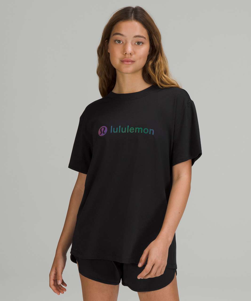 Lululemon All Yours Short Sleeve Train In Speckle Rhino Grey/black