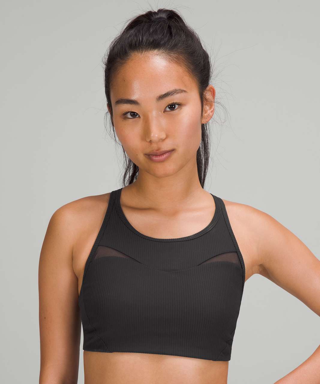 Lululemon Ribbed-Mesh High-Neck Bra *Medium Support, B/C Cup - Black